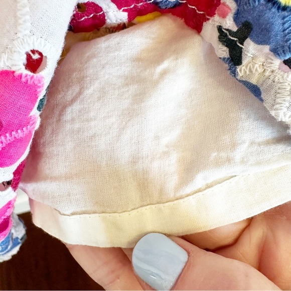 Talbots Women’s Neon Bright Colored Floral Eyelet Cotton Ruffle Sleeveless Dress - Picture 6 of 9